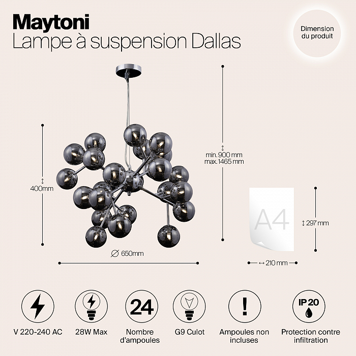 Светильник подвесная Maytoni MOD545PL-24G
