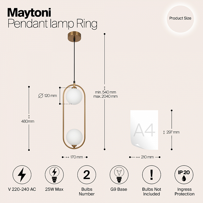 Светильник двойной Maytoni MOD013PL-02BS1