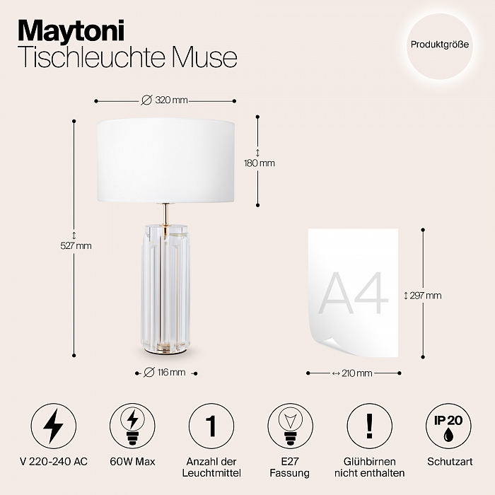 Настольная лампа интерьерная Maytoni MOD304TL-01G
