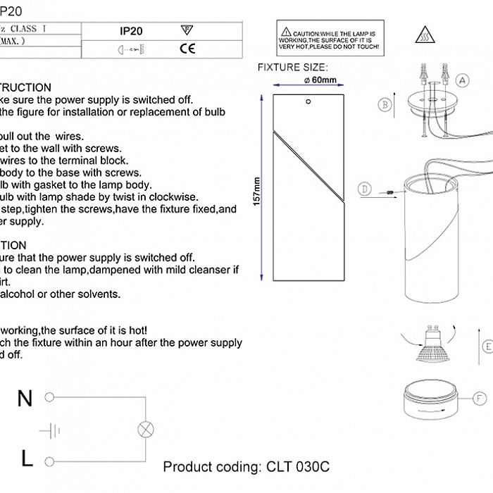 Светильник накладной Crystal Lux CLT 030C BR