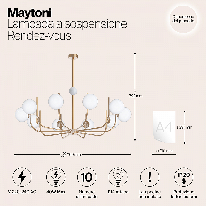 Светильник подвесная Maytoni MOD109PL-10BS