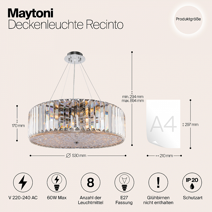 Светильник подвесная Maytoni MOD080CL-08CH