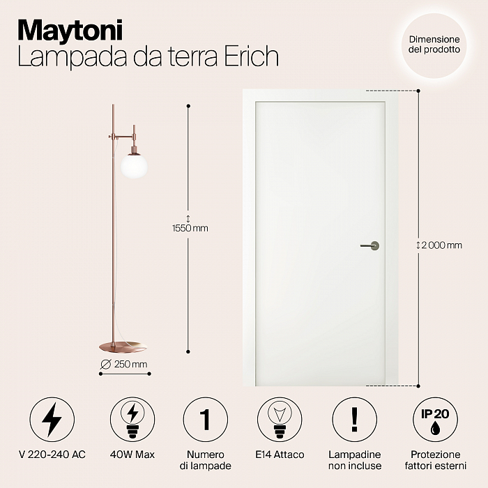 Торшер на 1 лампу Maytoni MOD221-FL-01-G