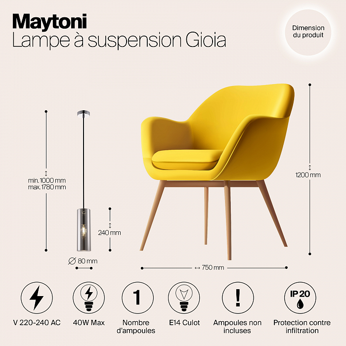 Светильник одинарный Maytoni P011PL-01CH