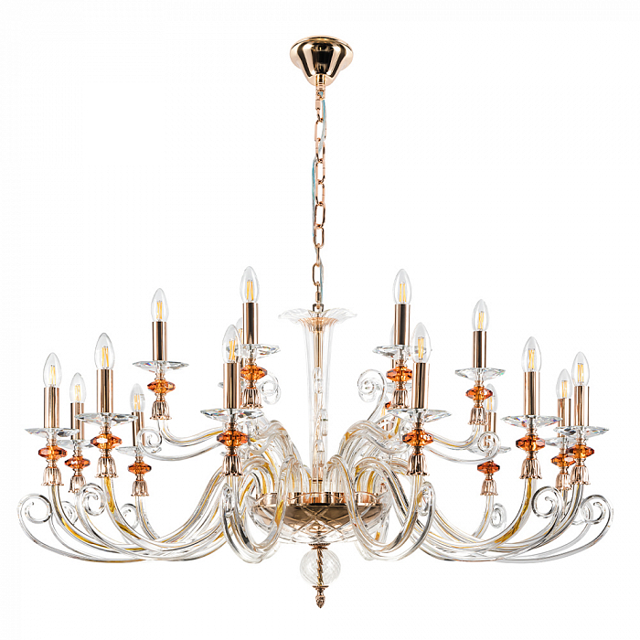 Люстра Crystal Lux CATARINA SP12+6 V2 GOLD/TRANSPARENT-COGNAC