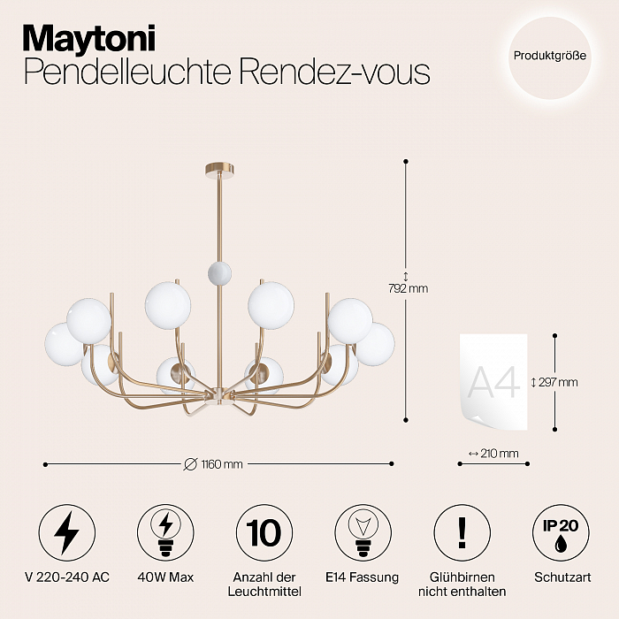 Светильник подвесная Maytoni MOD109PL-10BS
