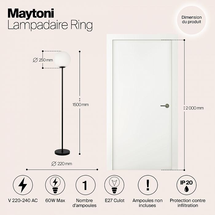 Торшер на 1 лампу Maytoni MOD013FL-01B