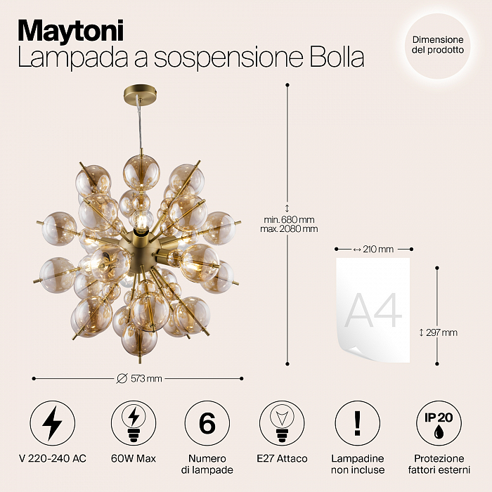 Светильник подвесная Maytoni MOD133PL-06BS