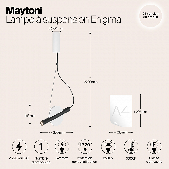 Светильник светодиодный Maytoni MOD150PL-L5W3K