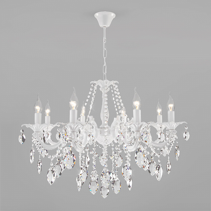 Люстра подвесная Eurosvet 10108/8 белый/прозрачный хрусталь Strotskis