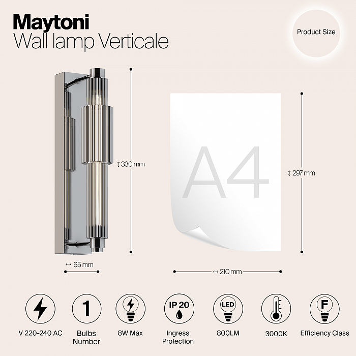 Бра на 1 лампу Maytoni MOD308WL-L9CH3K