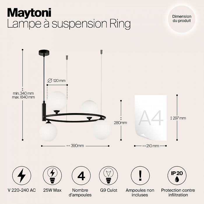 Светильник большой Maytoni MOD013PL-04B