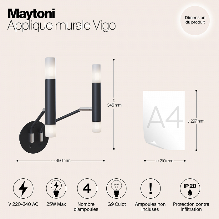 Бра на 3 и более ламп Maytoni MOD620WL-04B