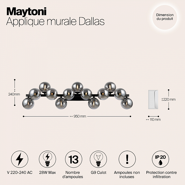 Бра на 3 и более ламп Maytoni MOD547WL-13B