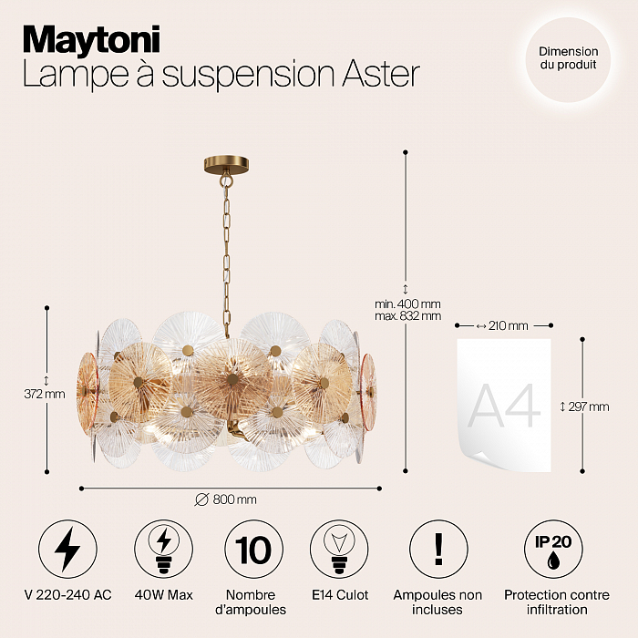 Светильник подвесная Maytoni MOD007PL-10G