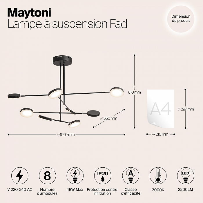 Светильник на штанге Maytoni MOD070PL-L48B3K