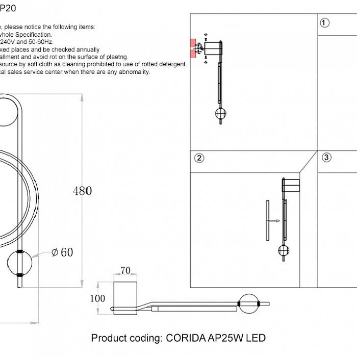 Бра Crystal Lux CORIDA AP25W LED BLACK/GOLD