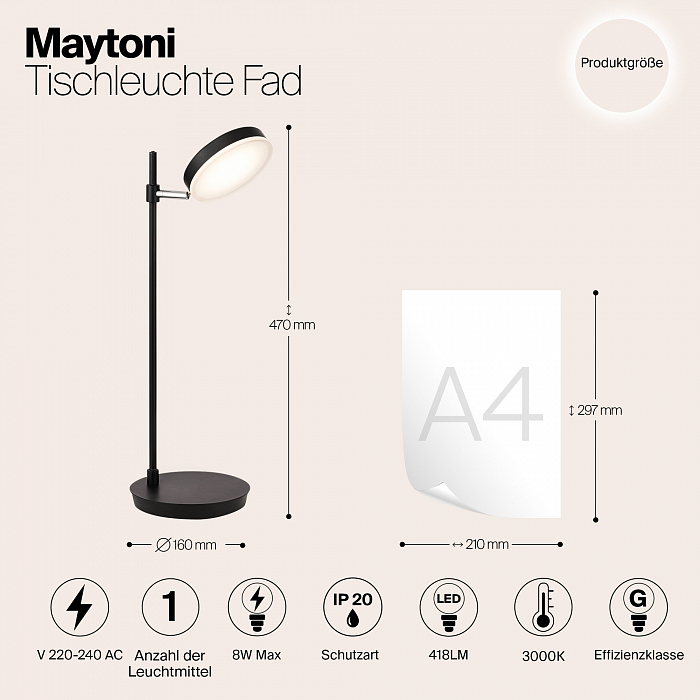 Настольная лампа для школьников Maytoni MOD070TL-L8B3K