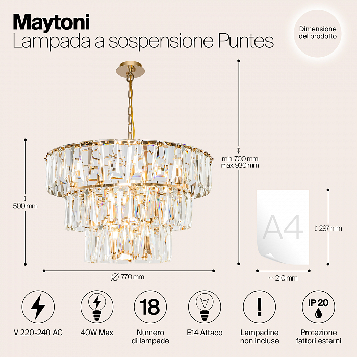 Светильник подвесная Maytoni MOD043PL-18G