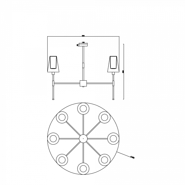 Люстра на штанге Freya FR5196PL-08BBS