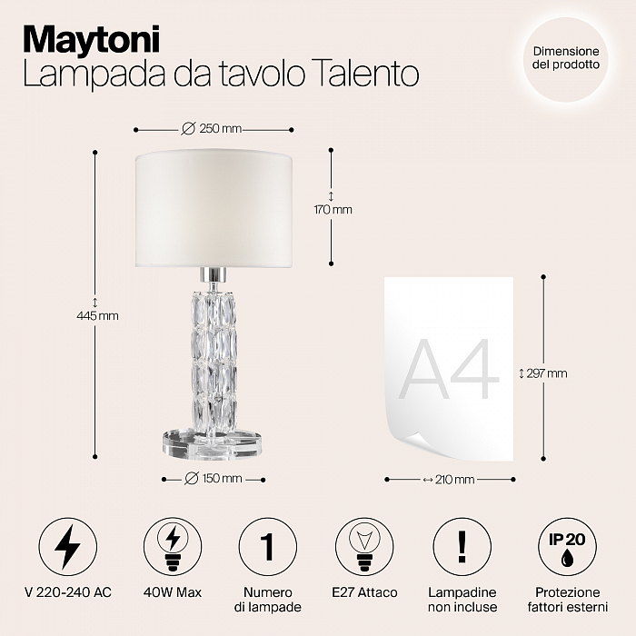 Настольная лампа интерьерная Maytoni DIA008TL-01CH