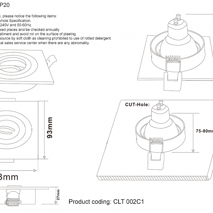 Светильник встраиваемый Crystal Lux CLT 002C1 WH