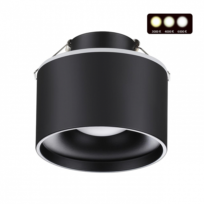 358962 SPOT NT22 447 черный Светильник встраиваемый с переключ. цв. температуры IP20 LED 3000К\4000К\6000К 12W вниз + 3W вверх 110-265V GIRO Светильник встраиваемый NOVOTECH 358962