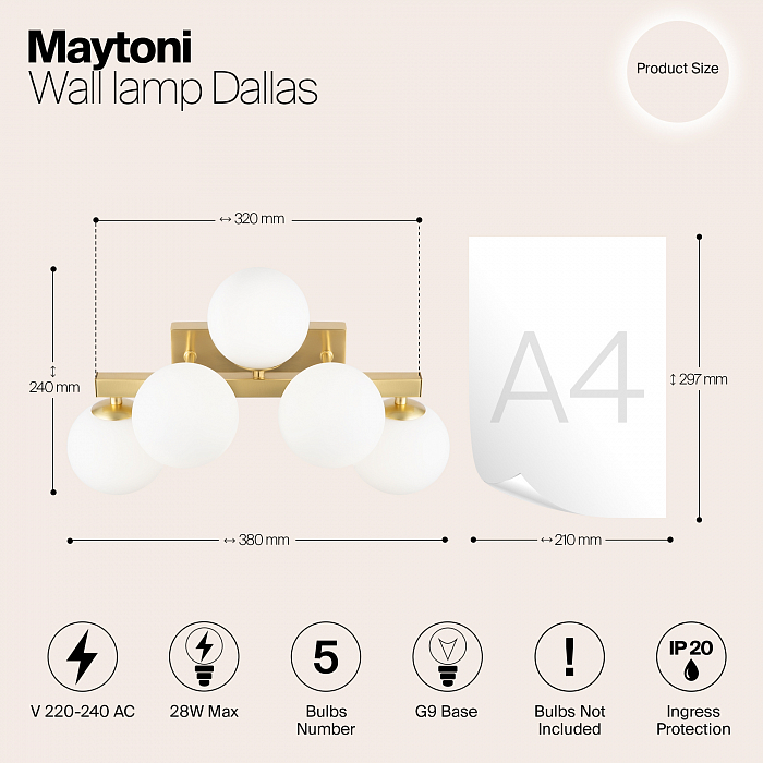 Бра на 3 и более ламп Maytoni MOD547WL-05BS