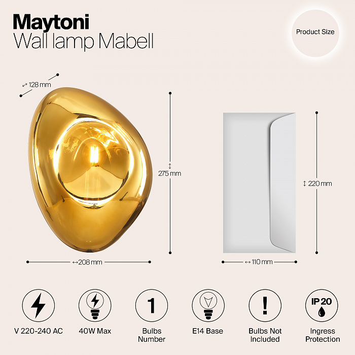 Бра на 1 лампу Maytoni MOD306WL-01G