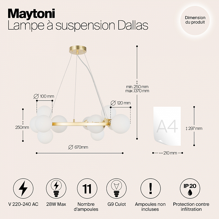 Светильник большой Maytoni MOD545PL-11BS