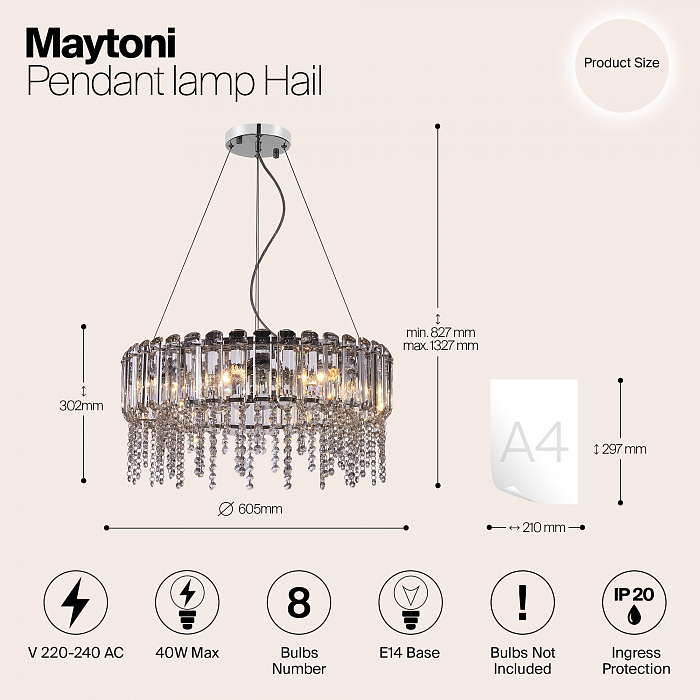 Светильник подвесная Maytoni MOD097PL-08CH