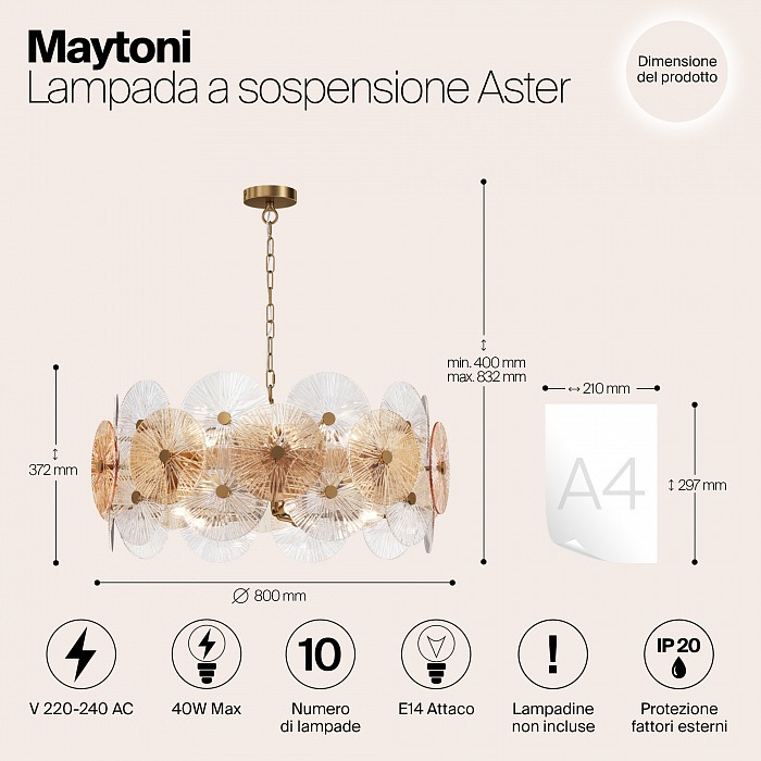 Светильник подвесная Maytoni MOD007PL-10G