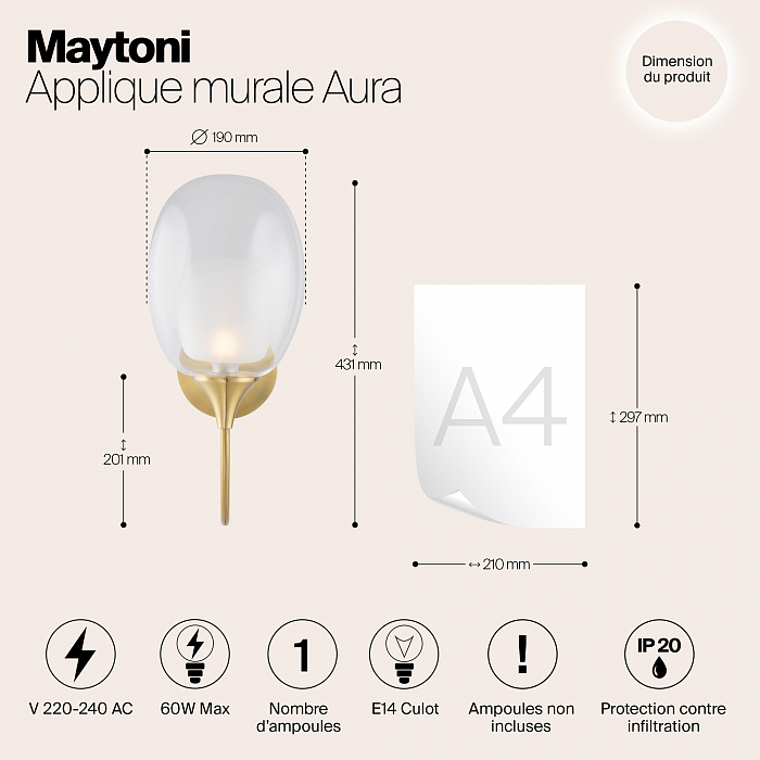 Бра на 1 лампу Maytoni MOD016WL-01BS