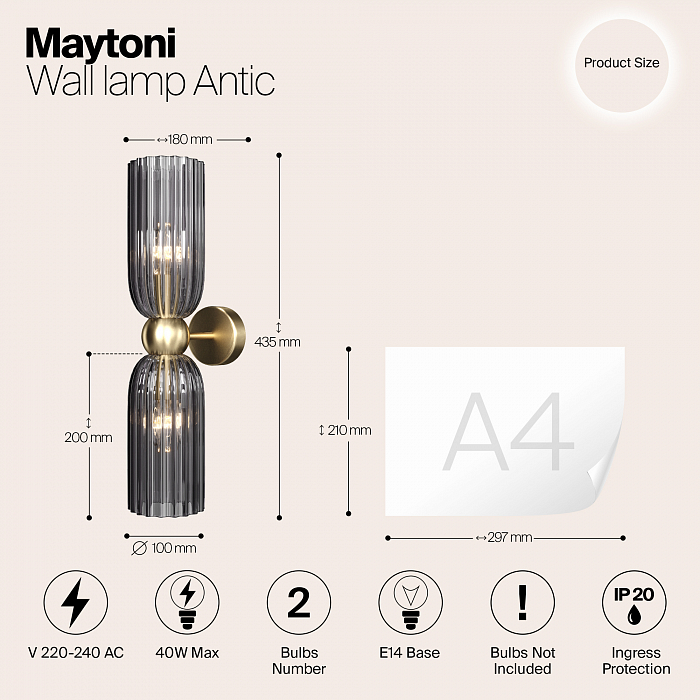 Бра на 2 лампы Maytoni MOD302WL-02GR