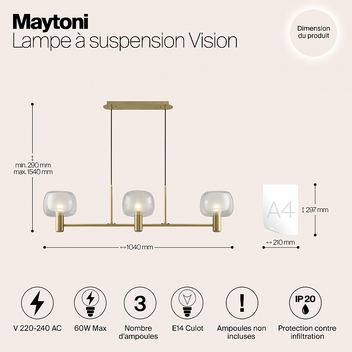 Светильник большой Maytoni MOD411PL-03G