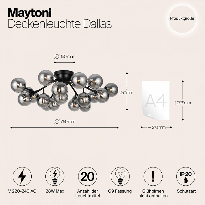 Светильник потолочная Maytoni MOD545CL-20B