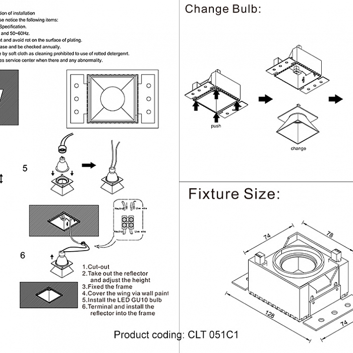 Светильник встраиваемый Crystal Lux CLT 051C1 BL-BL