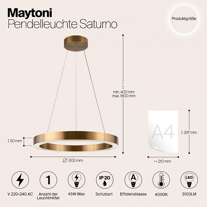 Светильник подвесная Maytoni MOD415PL-L45BS4K