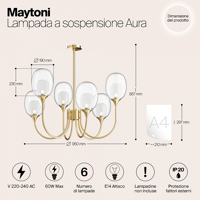 Светильник на штанге Maytoni MOD016PL-06BS