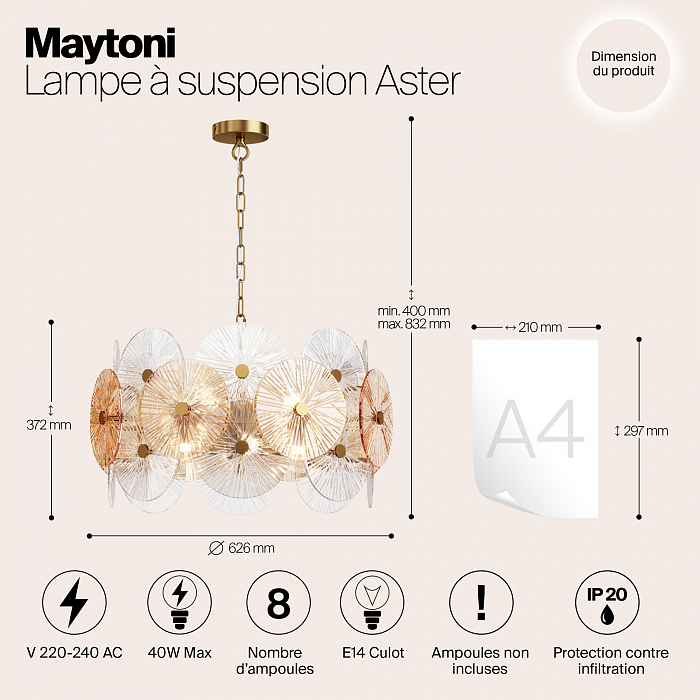 Светильник подвесная Maytoni MOD007PL-08G