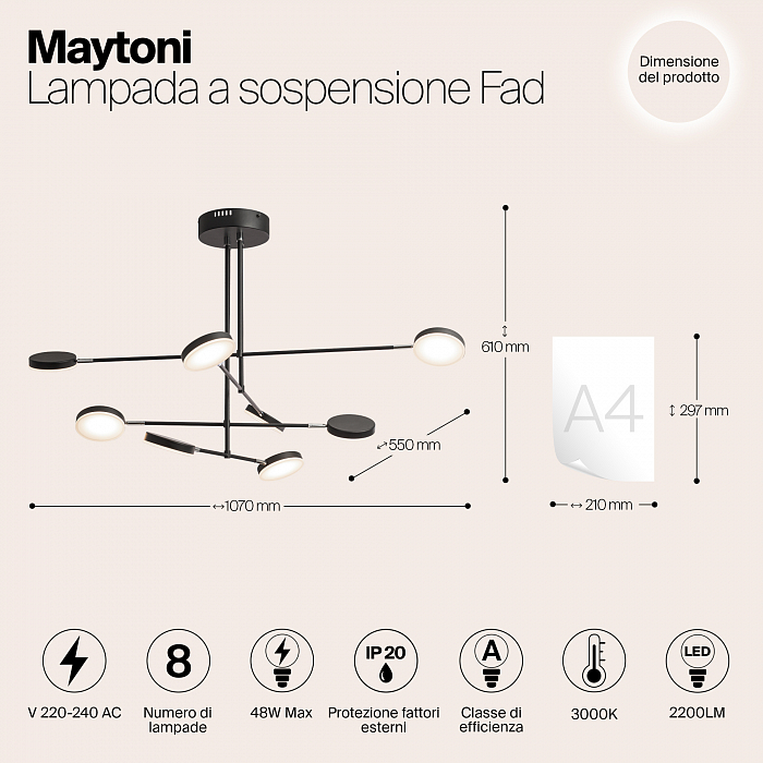 Светильник на штанге Maytoni MOD070PL-L48B3K
