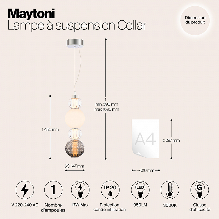 Светильник светодиодный Maytoni P069PL-L17CH3K