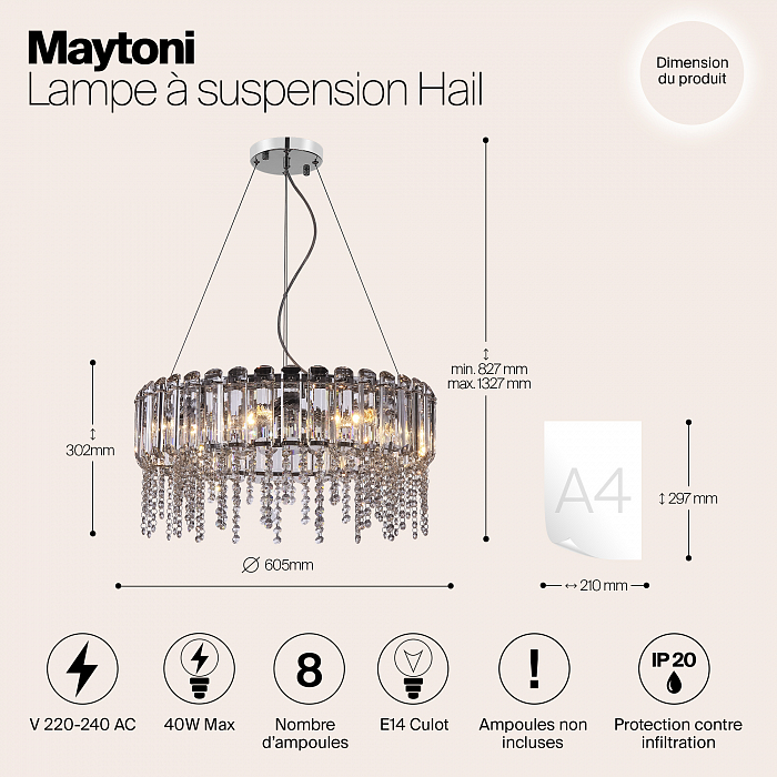 Светильник подвесная Maytoni MOD097PL-08CH