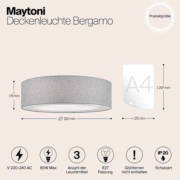 Светильник потолочная Maytoni MOD613CL-04GR