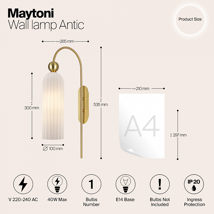Бра на 1 лампу Maytoni MOD302WL-01GR