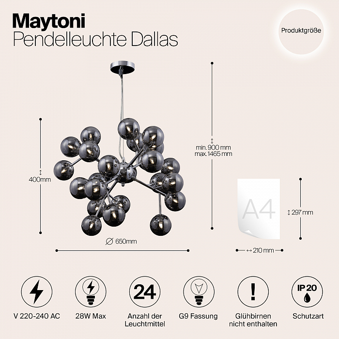 Светильник подвесная Maytoni MOD545PL-24G