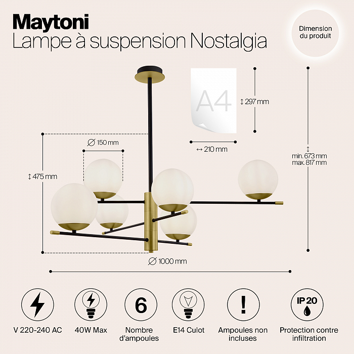 Светильник на штанге Maytoni MOD048PL-06G