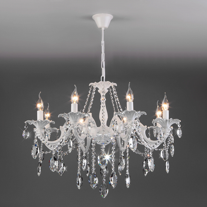 Люстра подвесная Eurosvet 10108/8 белый/прозрачный хрусталь Strotskis
