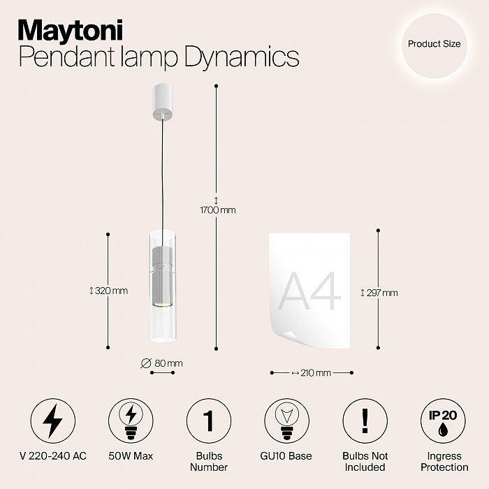 Светильник одинарный Maytoni MOD326PL-01W