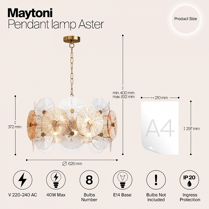 Светильник подвесная Maytoni MOD007PL-08G